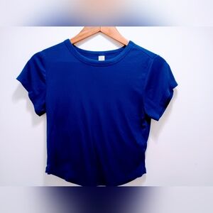 Old Navy UltraLite Cropped Rib-Knit T-Shirt Cobalt Blue